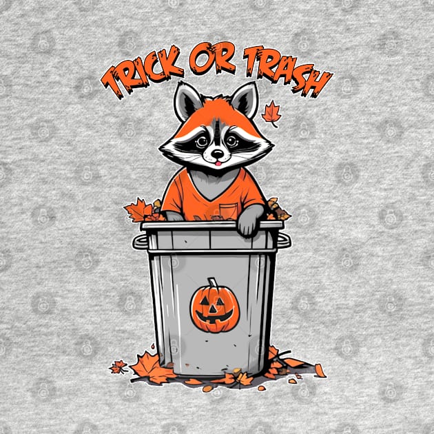 Trick or Trash - Raccoon in Bin by WolfMerrik